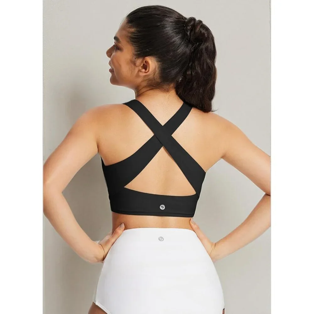 Women's High Neck Swim Bra Bikini Top Removable Padded UPF 50+ Quick Dry